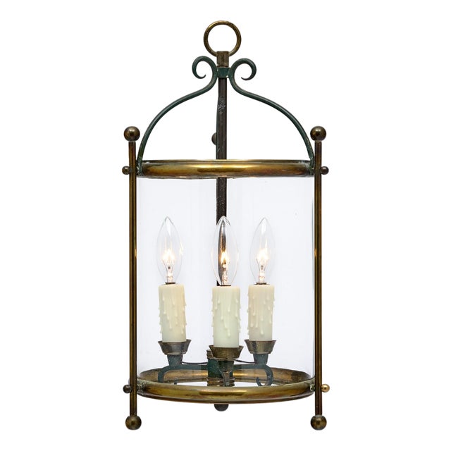 Brass and Glass, French Vintage Lantern, Circa 1930 For Sale