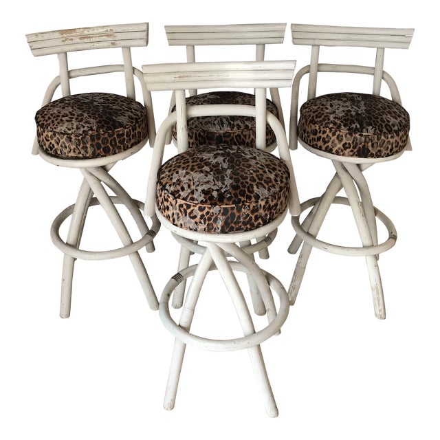 Set of 4 Bamboo Barstools For Sale