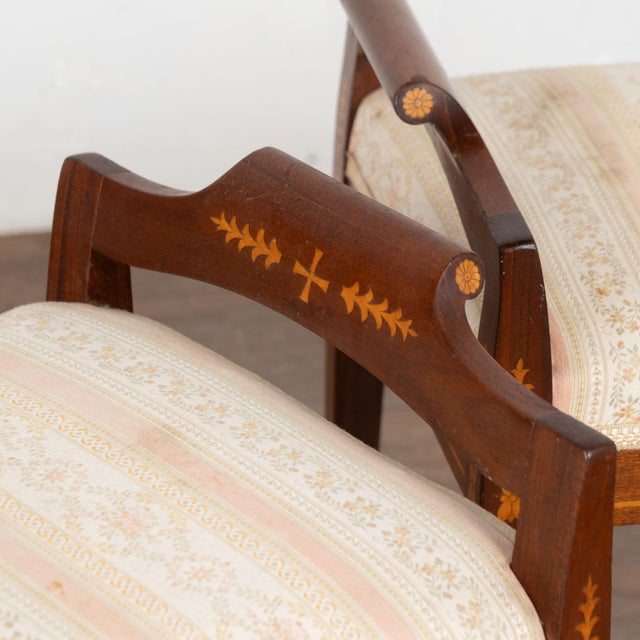 Pair of 20th Century Danish Inlaid Mahogany Tabourets or Stools For Sale - Image 6 of 13