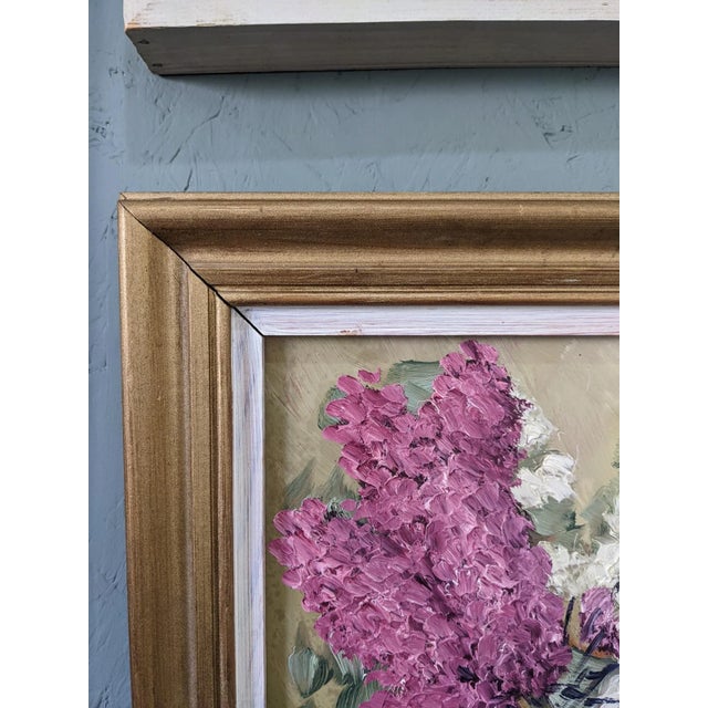 Mid-Century Modern Swedish "Hyacinths" Vintage Floral Still Life Oil Painting, Framed For Sale - Image 6 of 9