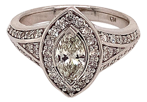Diamond Ring 14k White Gold 0.45 TCW 4.88g Certified, Size 6.5