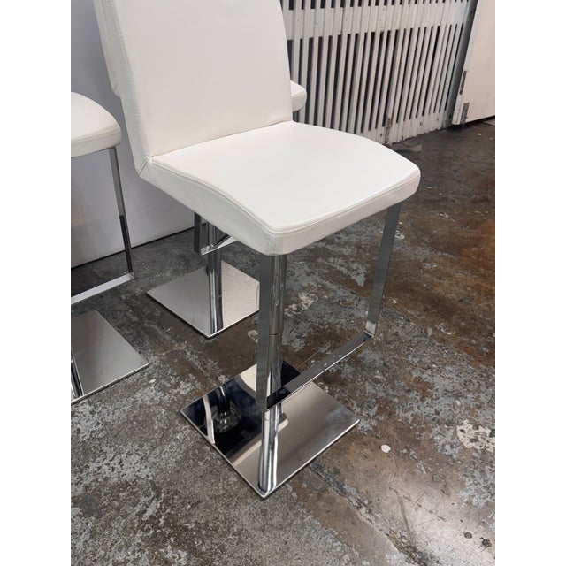 Contemporary Contemporary Adjustable Swivel Bar Stools, Set of Three For Sale - Image 3 of 12