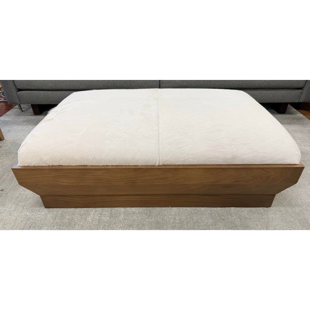 Contemporary Ponyskin Hide Leather on White Oak Ottoman For Sale - Image 3 of 5