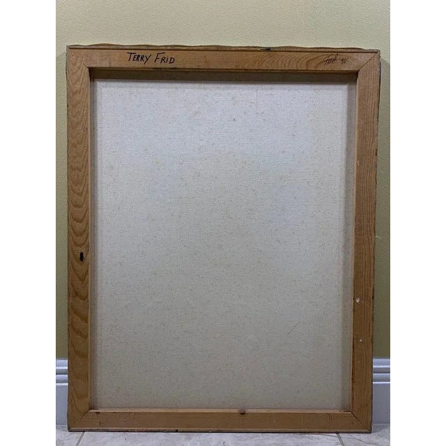 Blue 1990s Expressionist Style Figurative Oil Painting on Canvas For Sale - Image 8 of 11