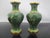 Early 20th Century Miniature Chinese Green Flower Gilt Cloisonne Vase Pair For Sale - Image 5 of 10