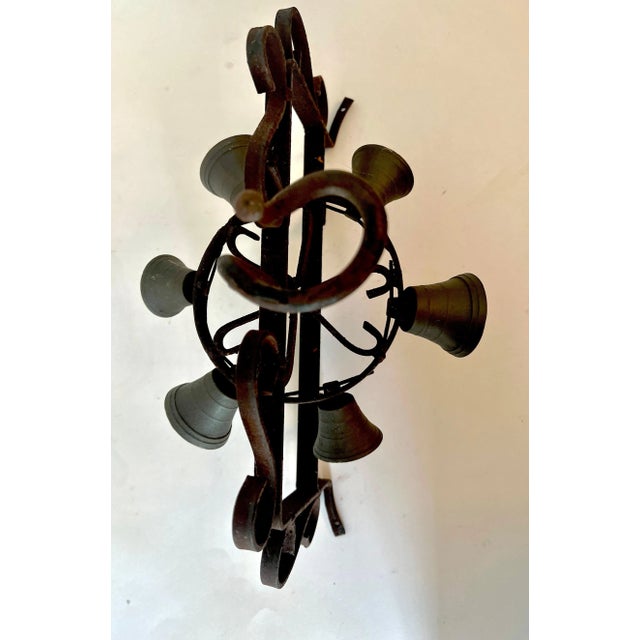 Early 20th Century Wrought Iron Door Bell with Hand Rotating Bells For Sale - Image 5 of 6