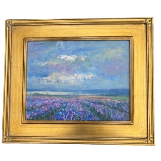 A Pair of Gilded Framed French Landscape Paintings For Sale - Image 4 of 12