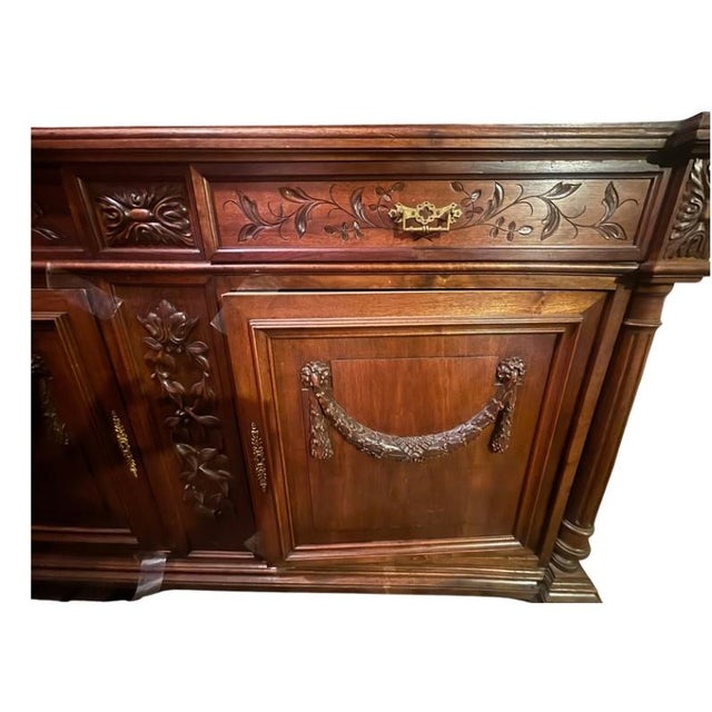 1940s Reproduction Solid Wood China Cabinet For Sale - Image 5 of 11