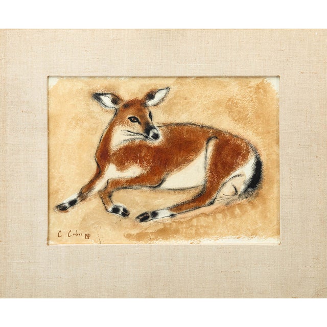 A modern pastel watercolor painting on paper by Detroit artist Charles Culver. Hand signed lower left. A dreamy and sweet...