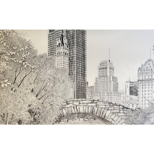 1979 Signed Lithograph of Central Park New York by Delbart Duchein For Sale - Image 4 of 9