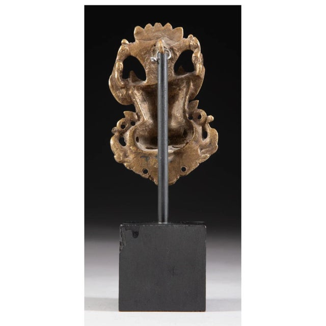 Brass Mid Century Yali Kirtimukha Brass Dragon Face Temple Guardian Ganesha Hindu Metal Antique Indian India For Sale - Image 8 of 12