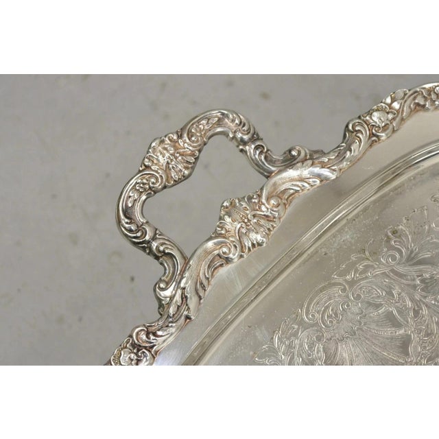 Poole Silver Co. Vintage Poole Epca Sevenoaks 650 Large Silver Plated Serving Platter Bar Tray For Sale - Image 4 of 12