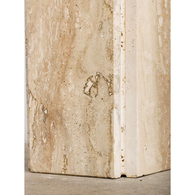 Cream Post Modern Travertine Pedestal For Sale - Image 8 of 11