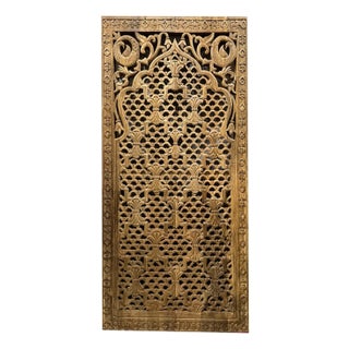 Moroccan Style Lattice Carved Wooden Sliding Barn Door For Sale