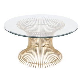 Matthew Izzo Home Powell Gold Leaf Coffee Table Base With 30" Glass Top For Sale