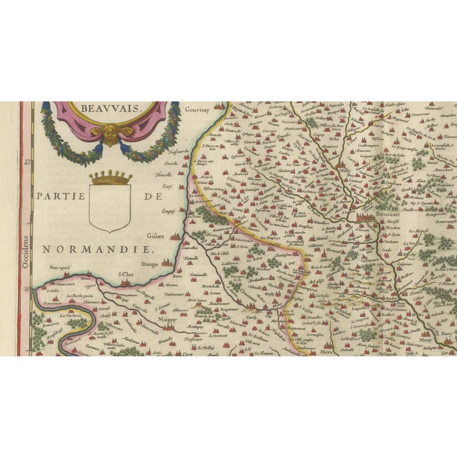Black Willem Janszoon Blaeu, Map of Beauvais, Picardy, France, 1642 For Sale - Image 8 of 11