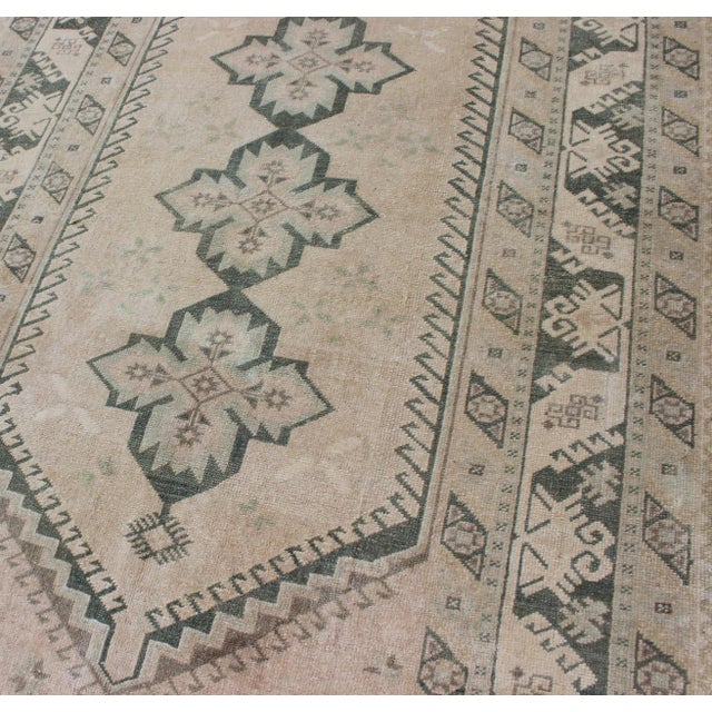 Vintage Turkish Oushak Rug With Soft Beige Field and Faded Green 4'6 X 7'0 For Sale - Image 10 of 11