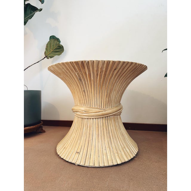 McGuire 1970s 'Sheaf of Wheat' Stacked Rattan End Table Attributed to McGuire For Sale - Image 4 of 11