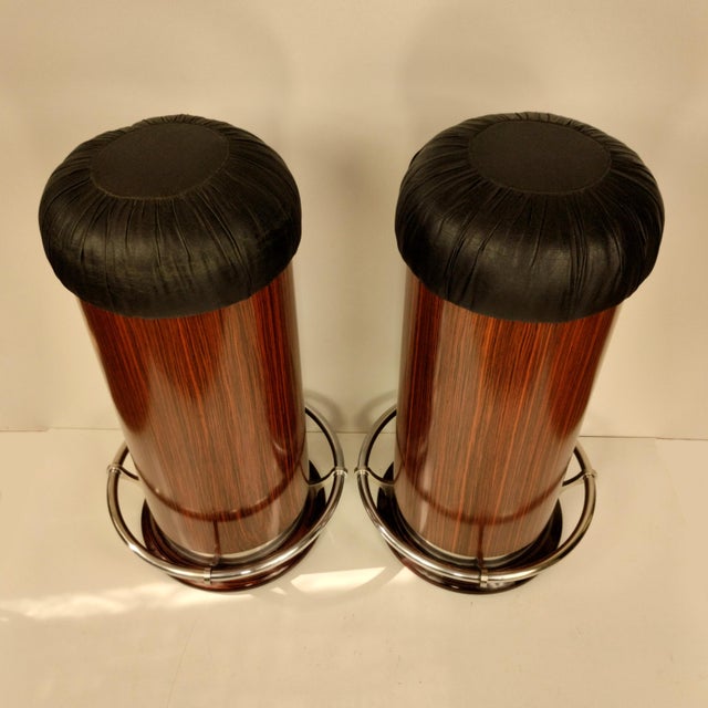 Mid-Century Italian Art Deco Style Rosewood Bar Stools, 1970s, Set of 2 For Sale - Image 6 of 15