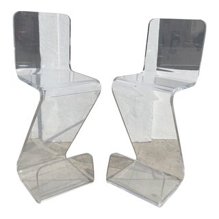 1970s Mid-Century Lucite Bar Stools - a Pair For Sale