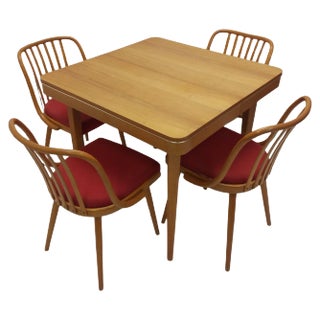 Vintage Suman Chairs & Table from Thonet, Czechoslovakia, 1960s, Set of 5 For Sale