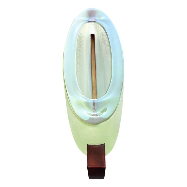 Art Deco Hot Cast Glass Winged Canoe Bowl W/ Copper Base by George Bucquet For Sale - Image 3 of 9
