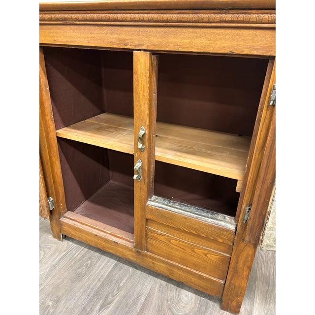 Antique Large Size American Oak and Metal Ice Box Chest Cabinet For Sale - Image 13 of 15