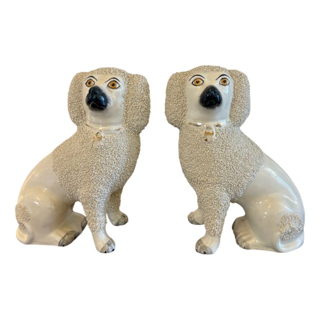 Victorian Staffordshire Poodles, 1860s, Set of 2 For Sale