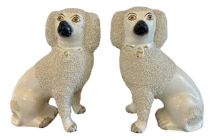 Victorian Staffordshire Poodles, 1860s, Set of 2