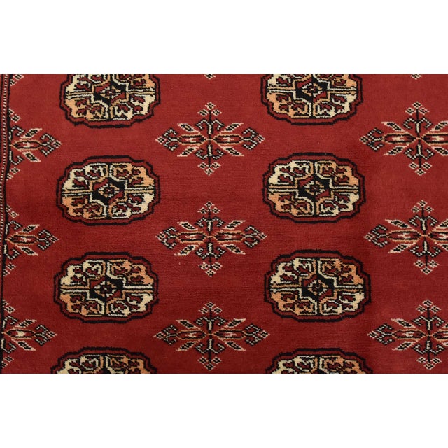 Bokhara Rug 5’2” X 7’9” Red Wool Tribal Hand-Knotted Oriental Carpet For Sale - Image 9 of 13