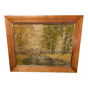 Edmond Woods, "Trout Stream" Oil Painting, Framed, 1960's