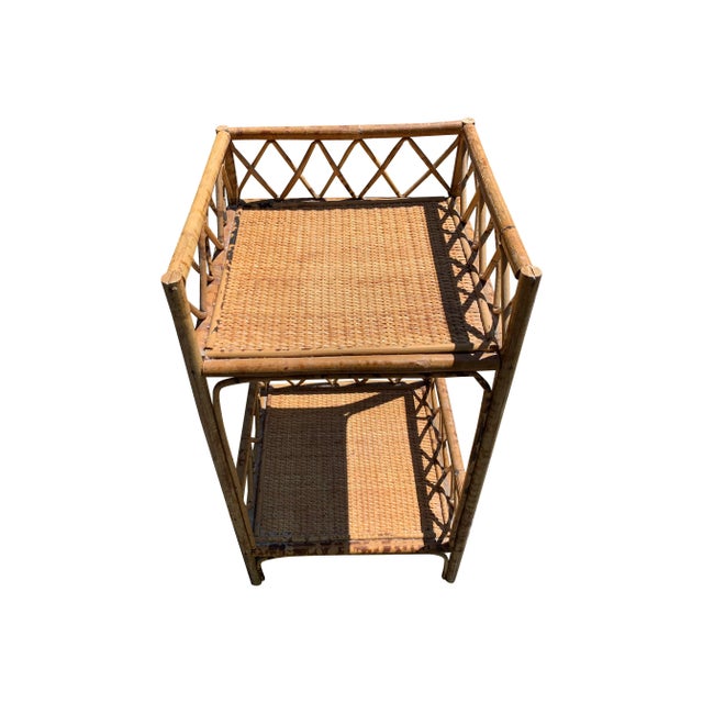 Vintage Small Rattan Wicker Shelf Stand Natural Chairish