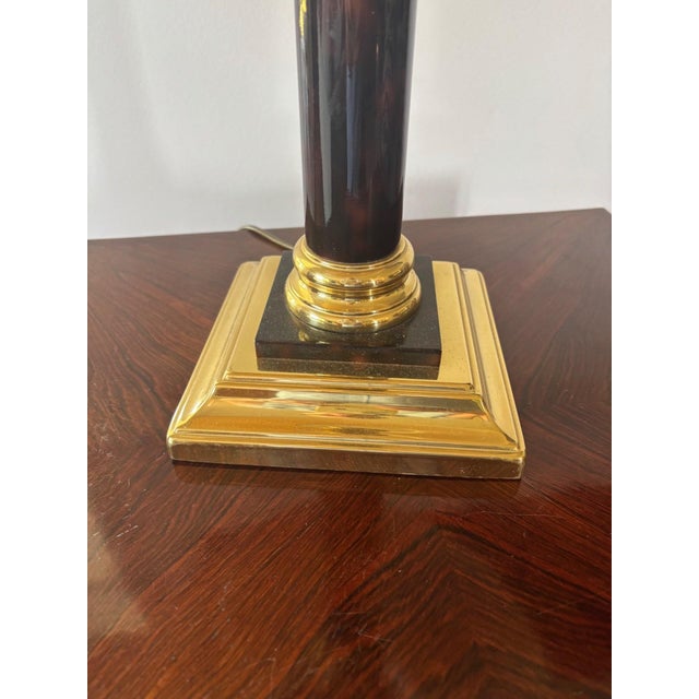 Empire Table Lamp in Gilded Brass and Black Lacquer, 1980s For Sale - Image 6 of 7
