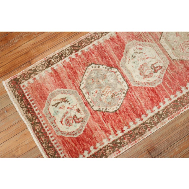 Rustic Vintage Zabihi Collection Red Turkish Oushak Narrow Runner - 2'4" x 7'6" For Sale - Image 3 of 9