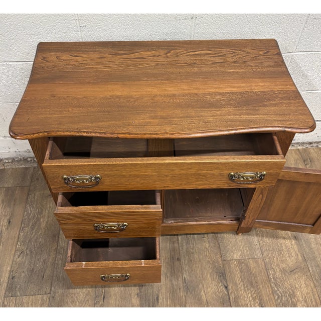 Vintage Tiger Oak Washstand Dry Sink Commode For Sale - Image 4 of 11