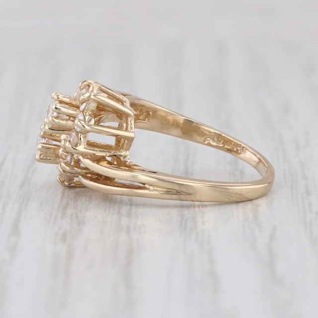 0.65ctw Diamond Flower Bypass Ring 14k Yellow Gold Size 5.5 For Sale - Image 4 of 8