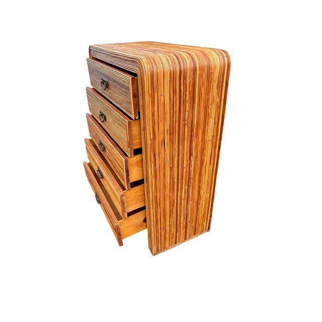 Mid 20th Century Mid 20th Century Pencil Reed Rattan Crespi Style High Chest Dresser For Sale - Image 5 of 18