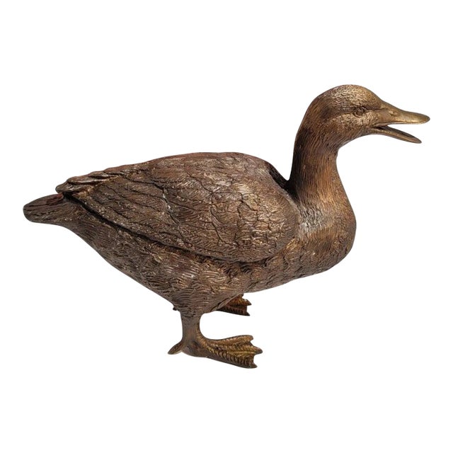 Early 20thc Brass Duck Ornament For Sale