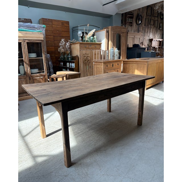 19th Century Antique Oak Farmhouse Table, 1890s For Sale - Image 5 of 15