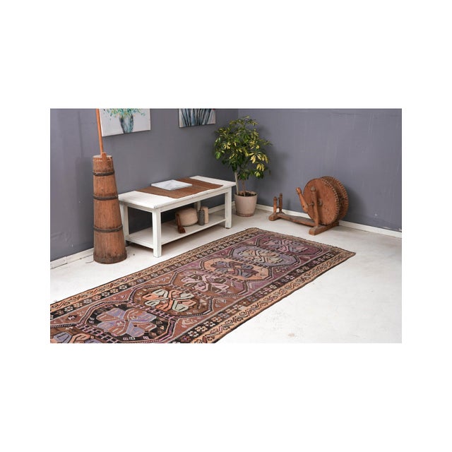 Vintage Decorative Turkish Kars Kilim Rug - 4`9″ X 13`9″ For Sale In Los Angeles - Image 6 of 6