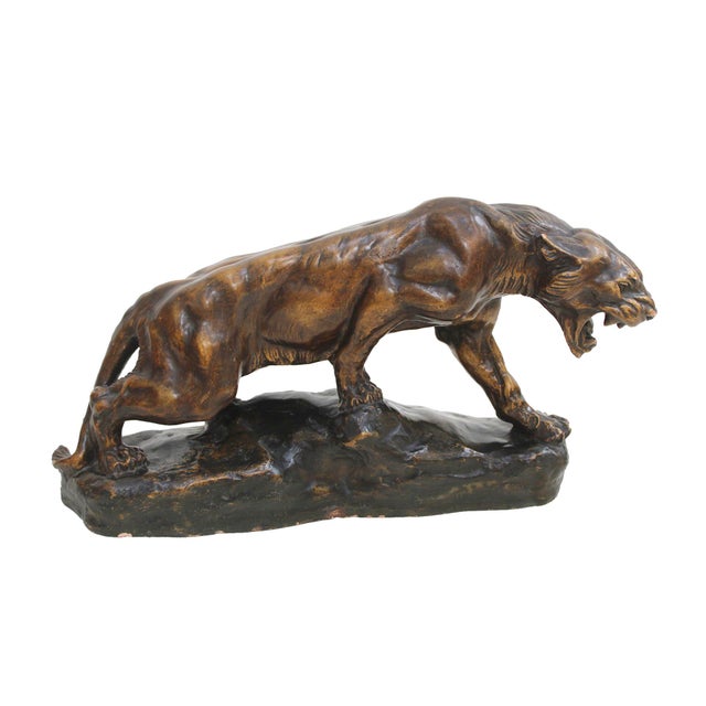Black Thomas François Cartier, Roaring Panther, 1800s, Terracotta For Sale - Image 8 of 8