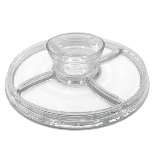 This is a pedestal cake stand with dome cover. This piece can also double as a chip and dip server or as a vegetable...