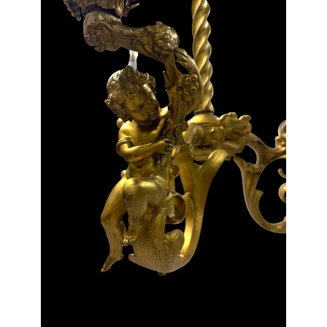 Late 19th Century 19th Century French Gilt Bronze Three-Light Chandelier by Marchand For Sale - Image 5 of 9
