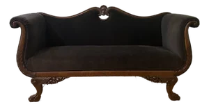 Antique Late 19th Century Victorian Sofa/Settee - New Upholstery. Carved Mahogany Frame