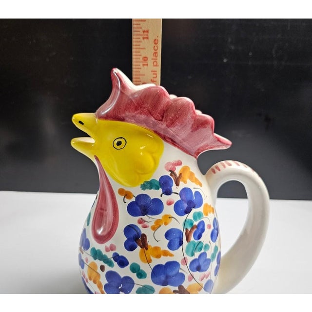 Ceramic Mid 19th Century 10” Italian Deruta Hand-Painted Maiolica “Rooster of Fortune” Pitcher For Sale - Image 7 of 7