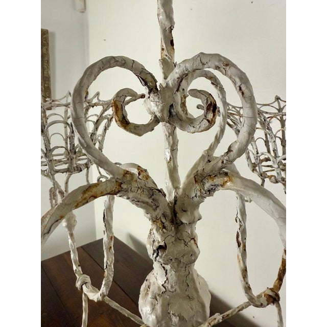 Vintage Wrought Iron Plant Stand, Distressed White, Rustic 1930s For Sale - Image 10 of 14