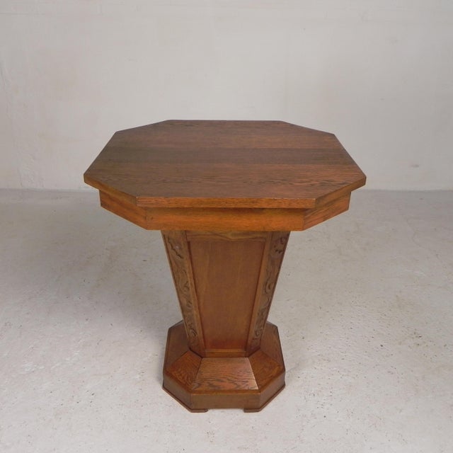 Art Deco Octagonal Oak Side Table, 1930s For Sale - Image 4 of 18