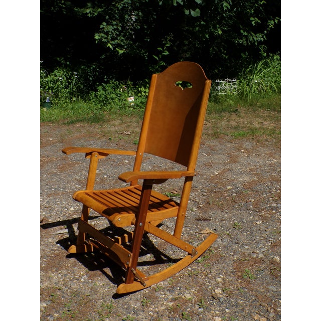 Vintage Mid Century Maple Folding Rocking Chair Rocker Clement MFG Canada For Sale - Image 4 of 18