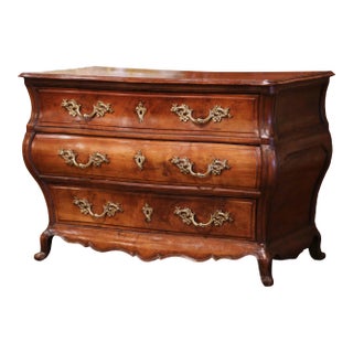 18th Century French Louis XV Mahogany Three-Drawer Commode Tombeau From Bordeaux For Sale
