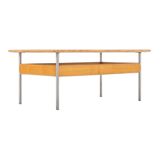 Mid Century Modern Honey Oak Coffee Table Attributed to Sven Ivar Dysthe for Dokka, circa 1970s For Sale